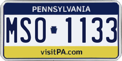 PA license plate MSO1133