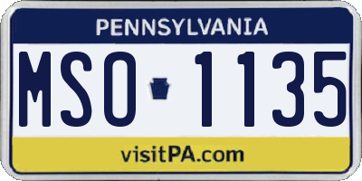 PA license plate MSO1135