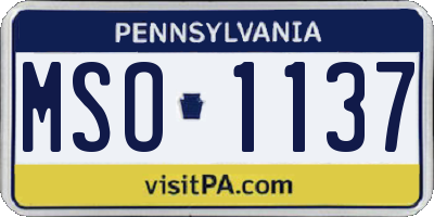 PA license plate MSO1137