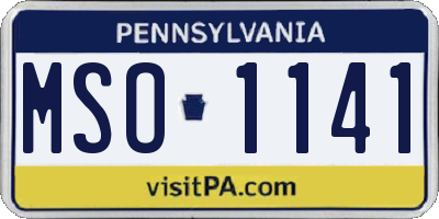 PA license plate MSO1141