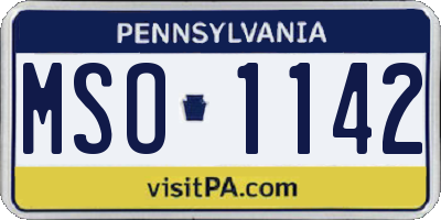 PA license plate MSO1142