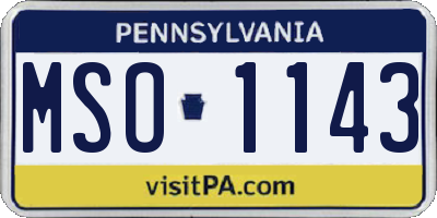 PA license plate MSO1143