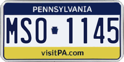 PA license plate MSO1145
