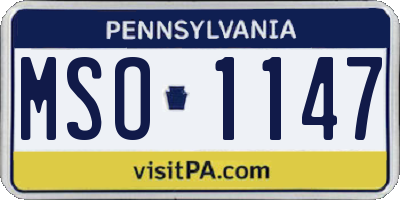 PA license plate MSO1147