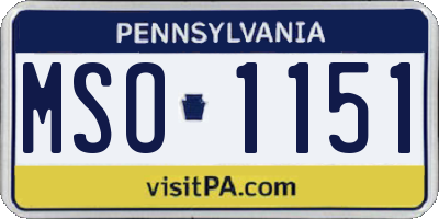 PA license plate MSO1151