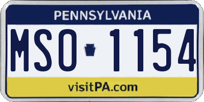 PA license plate MSO1154