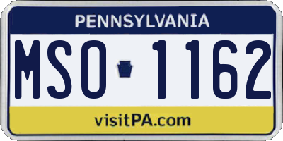 PA license plate MSO1162
