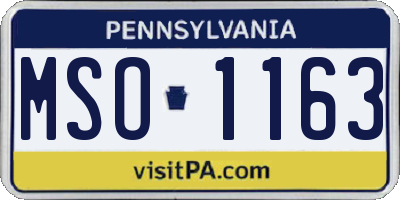 PA license plate MSO1163