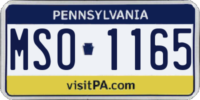 PA license plate MSO1165