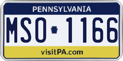 PA license plate MSO1166