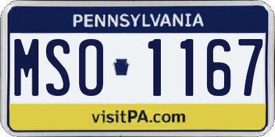PA license plate MSO1167