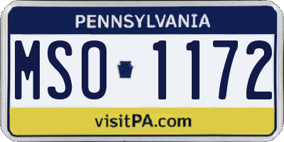 PA license plate MSO1172