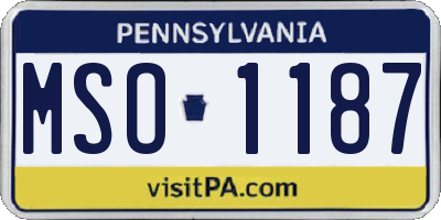 PA license plate MSO1187