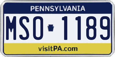 PA license plate MSO1189