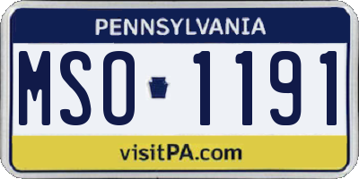PA license plate MSO1191