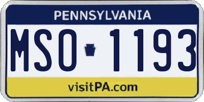 PA license plate MSO1193