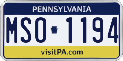 PA license plate MSO1194