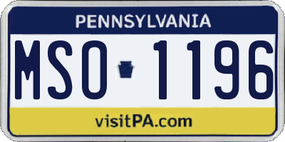 PA license plate MSO1196