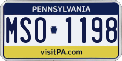 PA license plate MSO1198