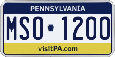 PA license plate MSO1200