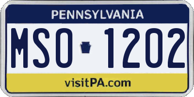 PA license plate MSO1202