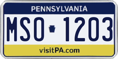 PA license plate MSO1203