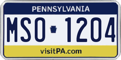 PA license plate MSO1204