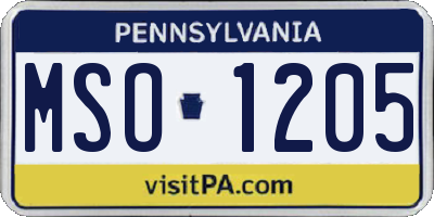 PA license plate MSO1205