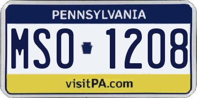 PA license plate MSO1208