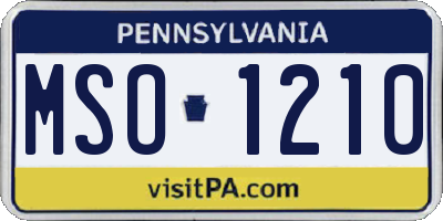 PA license plate MSO1210