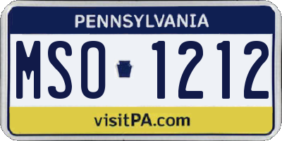 PA license plate MSO1212