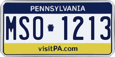 PA license plate MSO1213