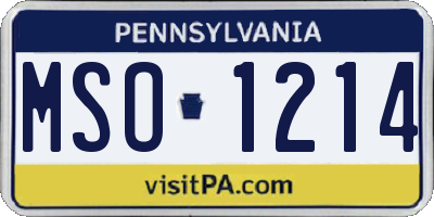 PA license plate MSO1214