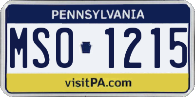 PA license plate MSO1215