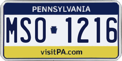 PA license plate MSO1216