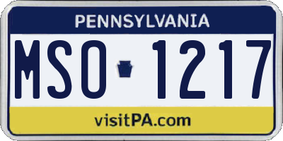 PA license plate MSO1217