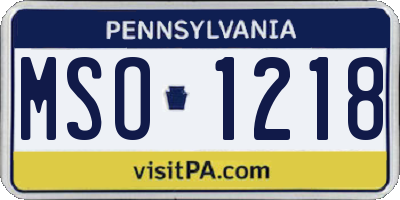 PA license plate MSO1218