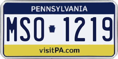 PA license plate MSO1219
