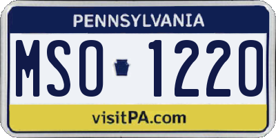 PA license plate MSO1220