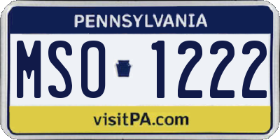PA license plate MSO1222