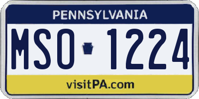 PA license plate MSO1224