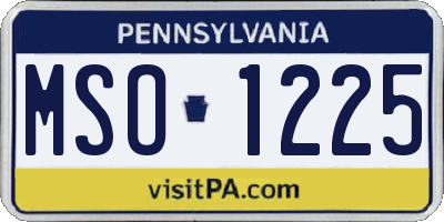 PA license plate MSO1225