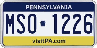 PA license plate MSO1226