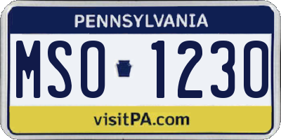 PA license plate MSO1230
