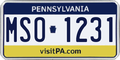 PA license plate MSO1231