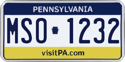 PA license plate MSO1232