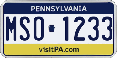 PA license plate MSO1233
