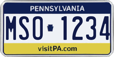 PA license plate MSO1234
