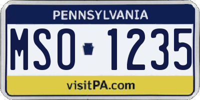 PA license plate MSO1235