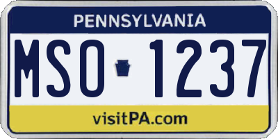 PA license plate MSO1237